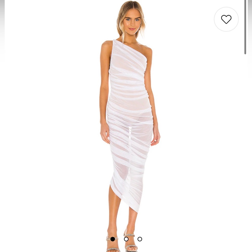 Norma Kamali Diana Gown in White & Nude Mesh